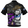Canterbury-Bankstown Bulldogs Zip Polo Shirt Anzac Day Purple Poppy And Animals That Served