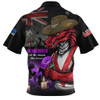 St. George Illawarra Dragons Zip Polo Shirt Anzac Day Purple Poppy And Animals That Served