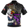 Sydney Roosters Zip Polo Shirt Anzac Day Purple Poppy And Animals That Served