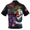 Sydney Roosters Zip Polo Shirt Anzac Day Purple Poppy And Animals That Served