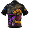 Brisbane Broncos Zip Polo Shirt Anzac Day Purple Poppy And Animals That Served