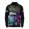 Cronulla-Sutherland Sharks Long Sleeve Polo Shirt Anzac Day Purple Poppy And Animals That Served