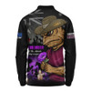 Queensland Maroons Long Sleeve Polo Shirt Anzac Day Purple Poppy And Animals That Served