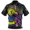 Parramatta Eels Zip Polo Shirt Anzac Day Purple Poppy And Animals That Served