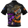 Wests Tigers Zip Polo Shirt Anzac Day Purple Poppy And Animals That Served