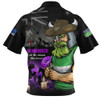 Canberra Raiders Zip Polo Shirt Anzac Day Purple Poppy And Animals That Served