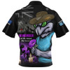 New South Wales Blues Zip Polo Shirt Anzac Day Purple Poppy And Animals That Served