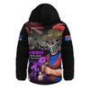 Newcastle Knights Hooded Padded Jacket Anzac Day Purple Poppy And Animals That Served