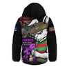 South Sydney Rabbitohs Hooded Padded Jacket Anzac Day Purple Poppy And Animals That Served