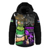Canberra Raiders Hooded Padded Jacket Anzac Day Purple Poppy And Animals That Served