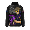 Melbourne Storm Padded Jacket Anzac Day Purple Poppy And Animals That Served