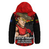 Gold Coast SUNS Hooded Padded Jacket ANZAC Day Not For Victory For Remembrance