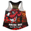 St. George Illawarra Dragons Women Racerback Singlet Anzac Day Rising Dawn Ceremony Lest We Forget Courage