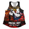 Sydney Roosters Women Racerback Singlet Anzac Day Rising Dawn Ceremony Lest We Forget Courage