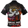 Manly Warringah Sea Eagles Zip Polo Shirt Anzac Day Rising Dawn Ceremony Lest We Forget Courage