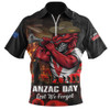 St. George Illawarra Dragons Zip Polo Shirt Anzac Day Rising Dawn Ceremony Lest We Forget Courage
