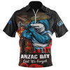 Cronulla-Sutherland Sharks Zip Polo Shirt Anzac Day Rising Dawn Ceremony Lest We Forget Courage