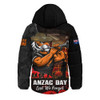 Wests Tigers Hooded Padded Jacket Anzac Day Rising Dawn Ceremony Lest We Forget Courage