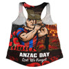 Newcastle Knights Women Racerback Singlet Anzac Day Rising Dawn Ceremony Lest We Forget Courage
