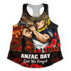 North Queensland Cowboys Women Racerback Singlet Anzac Day Rising Dawn Ceremony Lest We Forget Courage