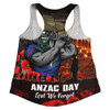 New Zealand Warriors Women Racerback Singlet Anzac Day Rising Dawn Ceremony Lest We Forget Courage