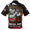 South Sydney Rabbitohs Zip Polo Shirt Anzac Day Rising Dawn Ceremony Lest We Forget Courage