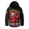 Redcliffe Dolphins Hooded Padded Jacket Anzac Day Rising Dawn Ceremony Lest We Forget Courage