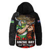 Canberra Raiders Hooded Padded Jacket Anzac Day Rising Dawn Ceremony Lest We Forget Courage