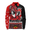 St. George Illawarra Dragons Long Sleeve Polo Shirt NAIDOC Week 50 Years Of Deadly Indigenous Pattern