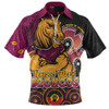 Brisbane Broncos Zip Polo Shirt NAIDOC Week 50 Years Of Deadly Indigenous Pattern