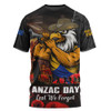 West Coast Eagles T-Shirt ANZAC Day Lest We Forget Red Poppy And Honor The Brave Tribute