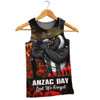 Collingwood Men Singlet ANZAC Day Lest We Forget Red Poppy And Honor The Brave Tribute