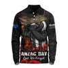 Collingwood Long Sleeve Polo Shirt ANZAC Day Lest We Forget Red Poppy And Honor The Brave Tribute