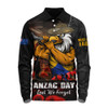 West Coast Eagles Long Sleeve Polo Shirt ANZAC Day Lest We Forget Red Poppy And Honor The Brave Tribute