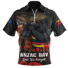 Adelaide Crows Zip Polo Shirt ANZAC Day Lest We Forget Red Poppy And Honor The Brave Tribute