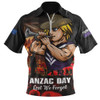 Fremantle Zip Polo Shirt ANZAC Day Lest We Forget Red Poppy And Honor The Brave Tribute