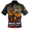 Richmond Zip Polo Shirt ANZAC Day Lest We Forget Red Poppy And Honor The Brave Tribute