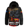 Adelaide Crows Hooded Padded Jacket ANZAC Day Lest We Forget Red Poppy And Honor The Brave Tribute