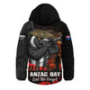 Collingwood Hooded Padded Jacket ANZAC Day Lest We Forget Red Poppy And Honor The Brave Tribute