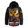 West Coast Eagles Hooded Padded Jacket ANZAC Day Lest We Forget Red Poppy And Honor The Brave Tribute