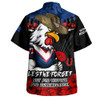 Sydney Roosters Hawaiian Shirt ANZAC Day Red Poppy And Brave Hearts Remembrance