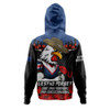 Sydney Roosters Hoodie ANZAC Day Red Poppy And Brave Hearts Remembrance