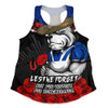 Canterbury-Bankstown Bulldogs Women Racerback Singlet ANZAC Day Red Poppy And Brave Hearts Remembrance