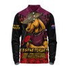 Brisbane Broncos Long Sleeve Polo Shirt ANZAC Day Red Poppy And Brave Hearts Remembrance