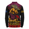 Brisbane Broncos Long Sleeve Polo Shirt ANZAC Day Red Poppy And Brave Hearts Remembrance