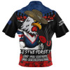 Sydney Roosters Zip Polo Shirt ANZAC Day Red Poppy And Brave Hearts Remembrance