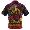 Brisbane Broncos Zip Polo Shirt ANZAC Day Red Poppy And Brave Hearts Remembrance