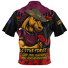 Brisbane Broncos Zip Polo Shirt ANZAC Day Red Poppy And Brave Hearts Remembrance