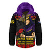 Melbourne Storm Hooded Padded Jacket ANZAC Day Red Poppy And Brave Hearts Remembrance