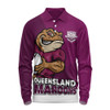 Queensland Maroons Long Sleeve Polo Shirt Battle Forged Origin Strength